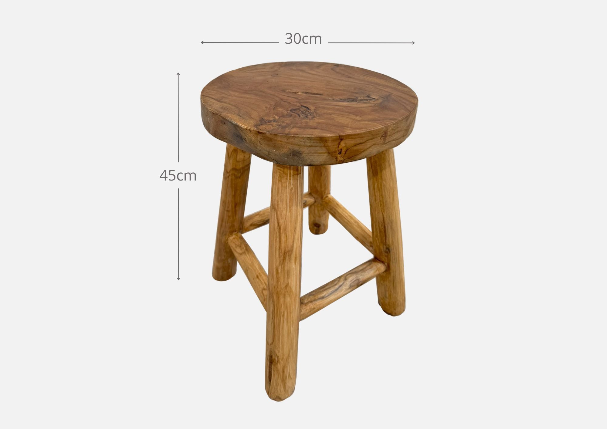 Low teak wood stool - Handcrafted stools – NATYAL