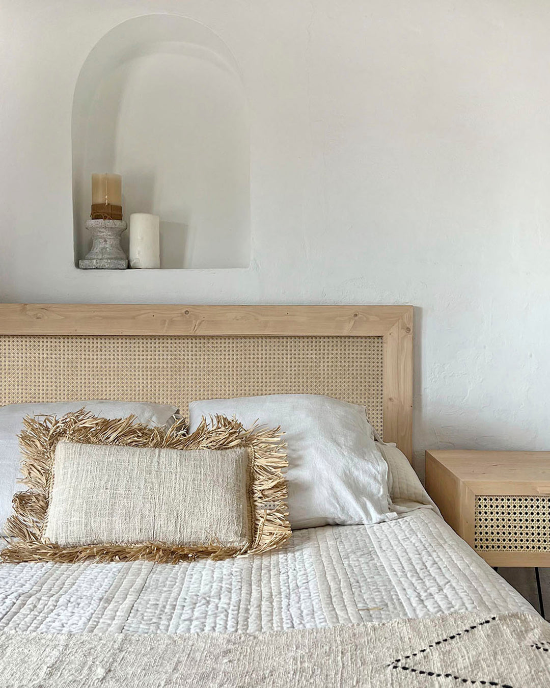 Cabecero de ratán y madera maciza - Cabeceros rústicos y modernos – NATYAL, image size:1080x1350