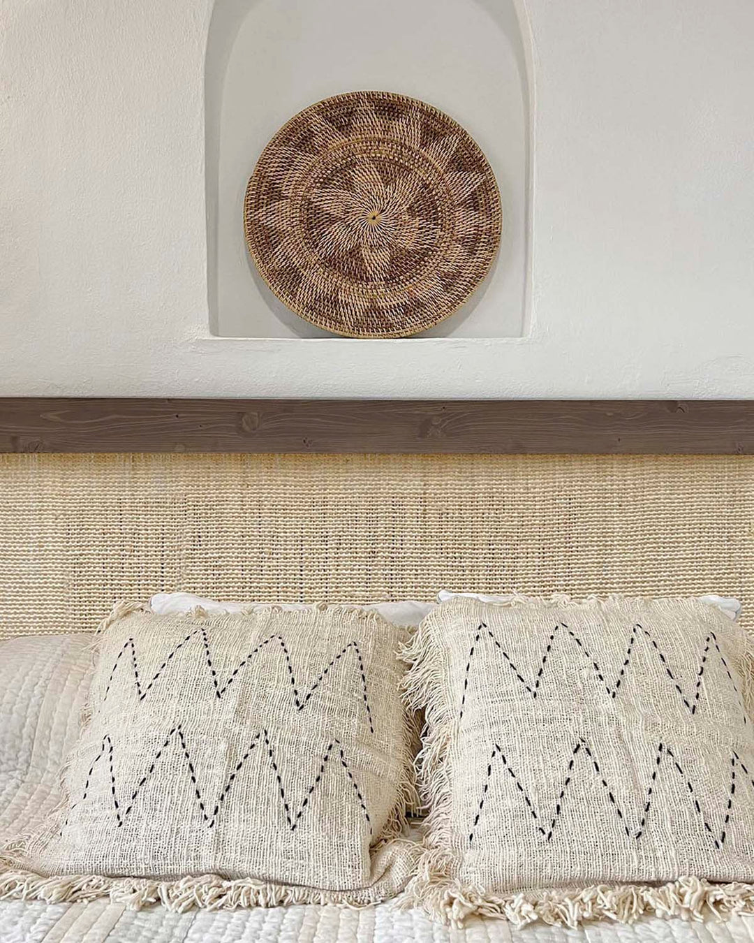 Atlas natural raffia headboard
