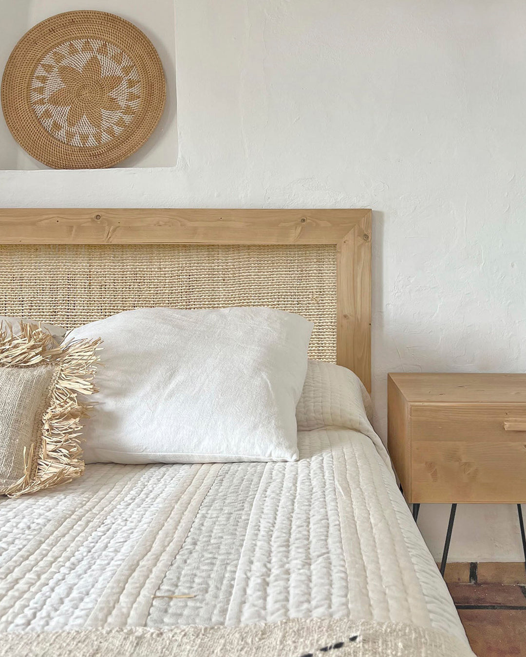 Atlas natural raffia headboard