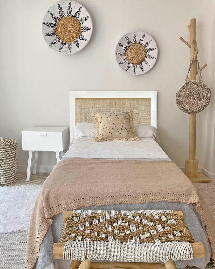 Atlas natural raffia headboard