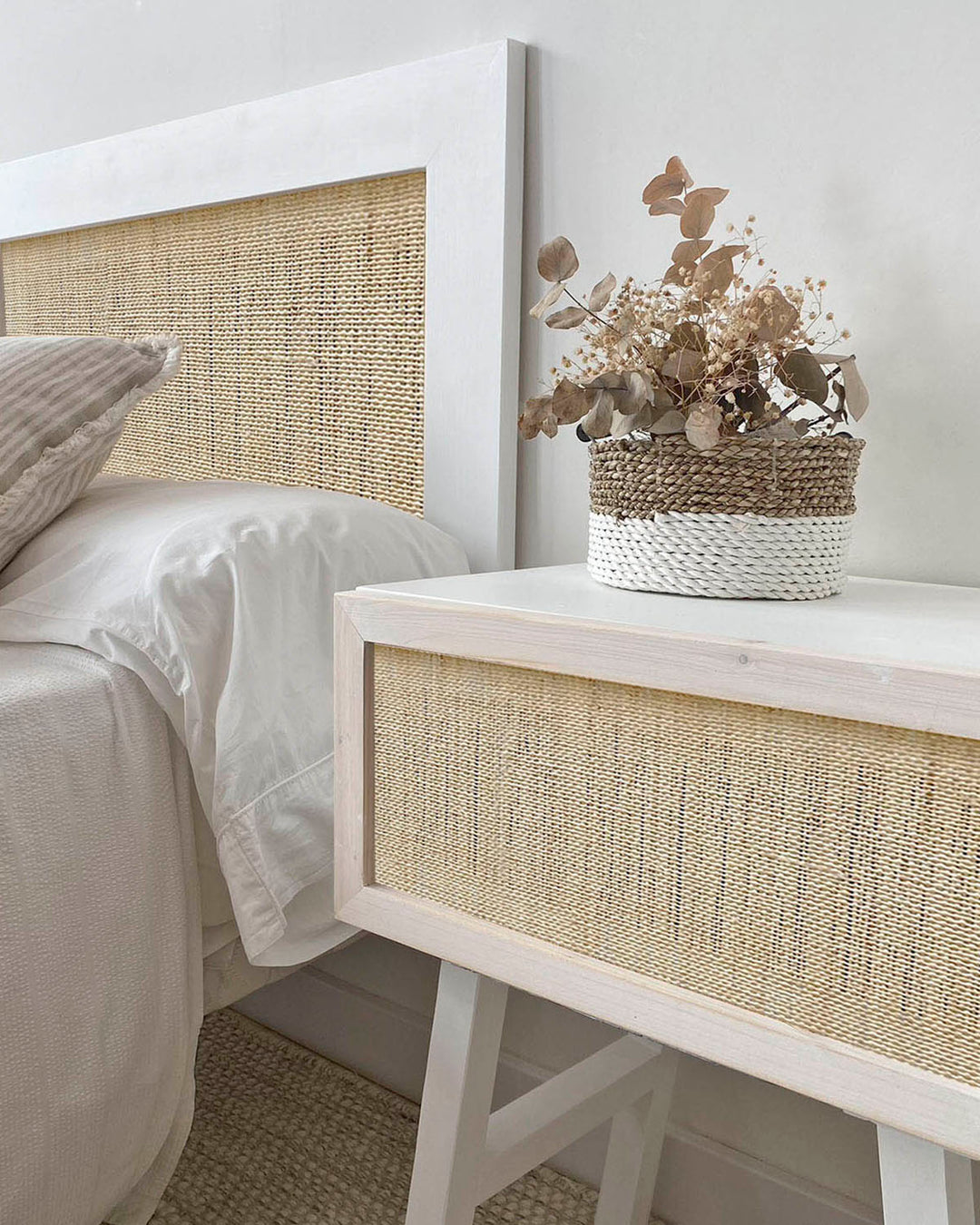 Atlas natural raffia headboard
