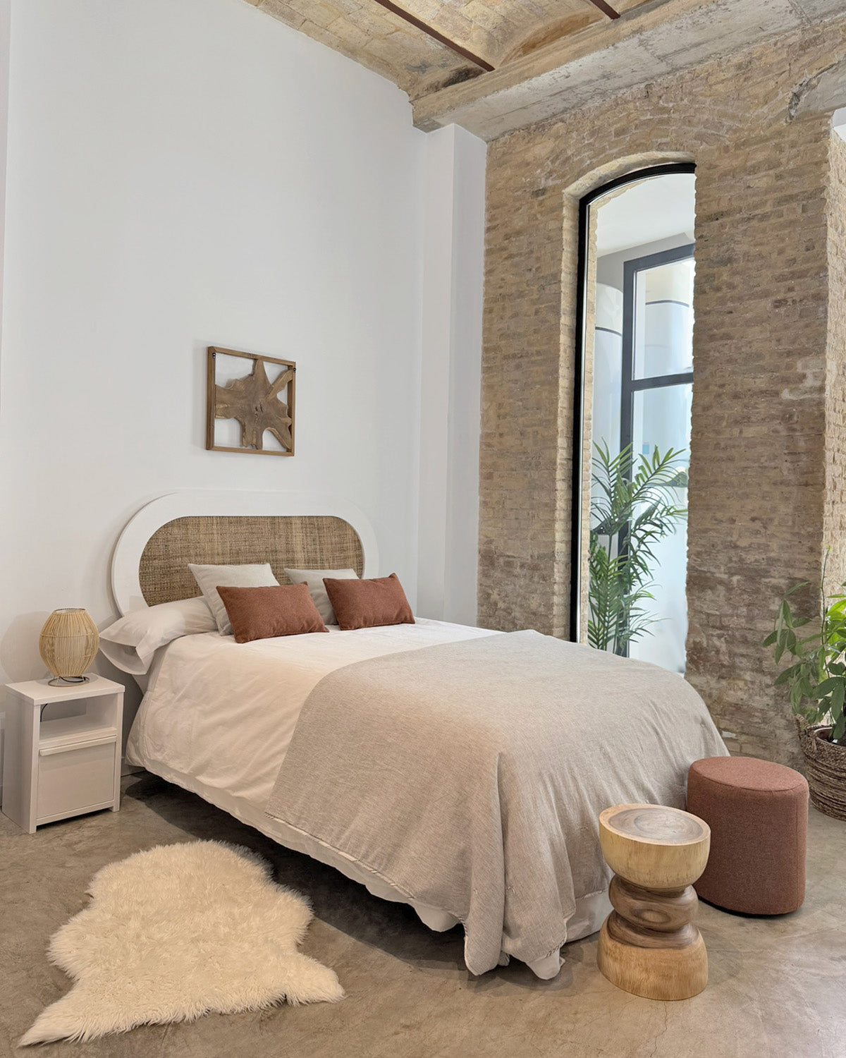 Cabecero Nubia Rafia marrón