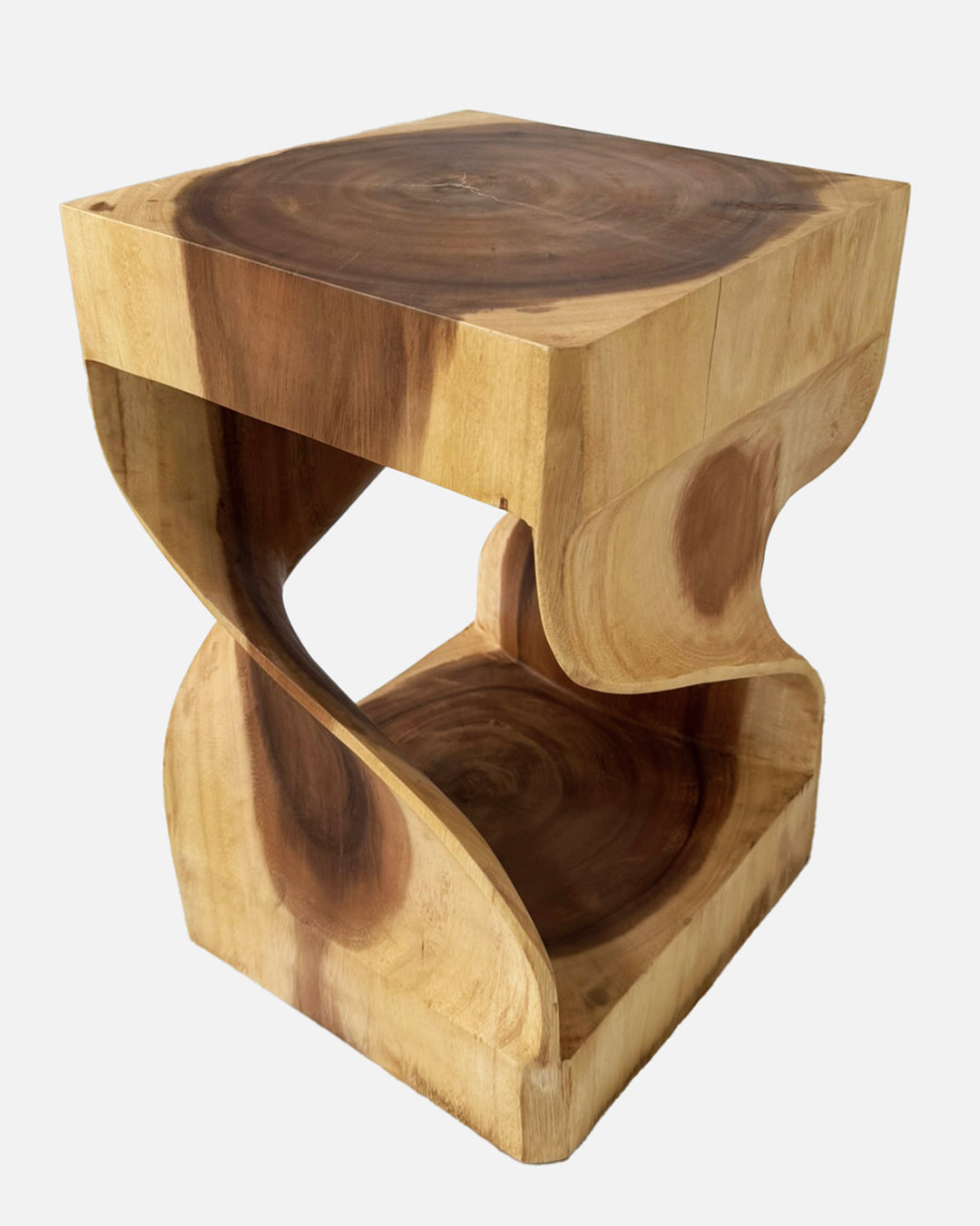 Mesa Auxiliar Hakon De Madera Maciza De Mungur Con Interior Tallado 30 X 30 Cm