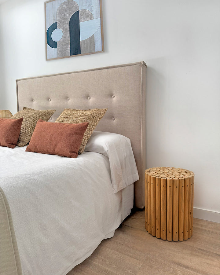 Mesa auxiliar de troncos de madera maciza artesanal original, mueble decorativo natural para dormitorio