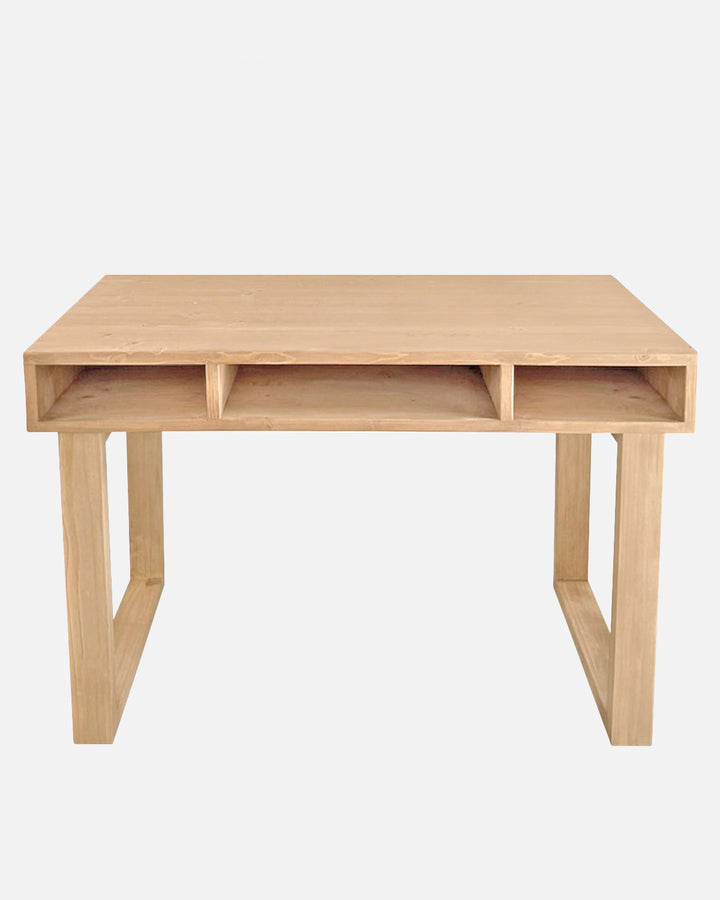 Mesa de escritorio de madera maciza haya artesanal, estructura robusta firme home office dormitorio natural