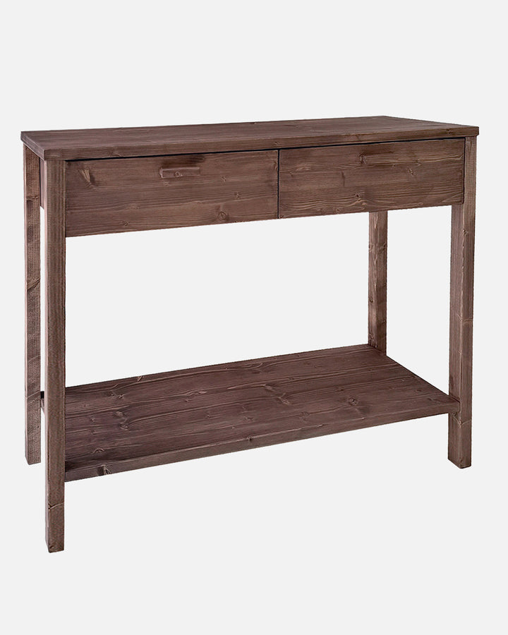 Mesa de recibidor de madera nogal auxiliar, consola decorativa minimalista artesanal sostenible recibidor