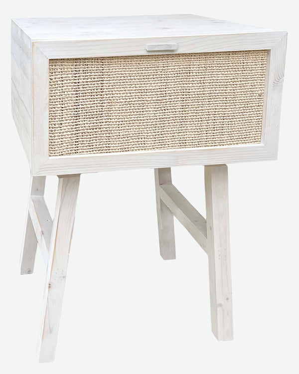 Mesita de noche Atlas Rafia natural