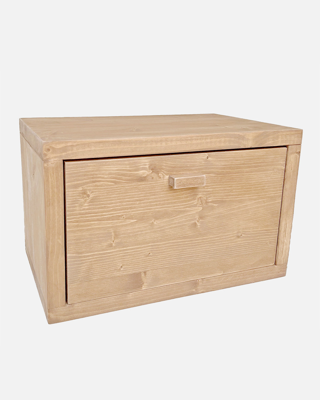 Mesita de noche flotante de madera haya artesanal con cajón, mesilla pared minimalista para dormitorio