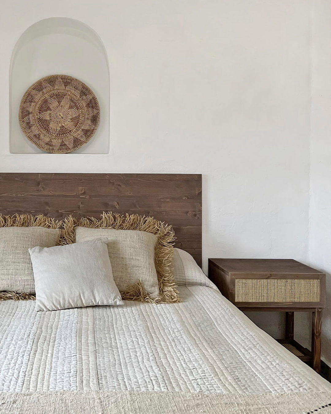 Mesita de noche Natay Rafia natural