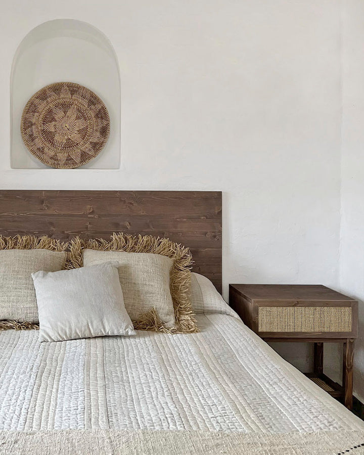 Mesita de noche Natay Rafia natural