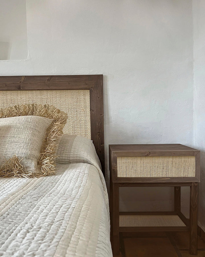 Mesita de noche Natay Rafia natural