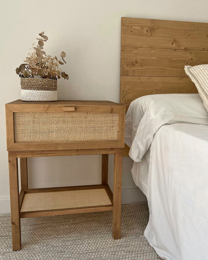 Mesita de noche Natay Rafia natural