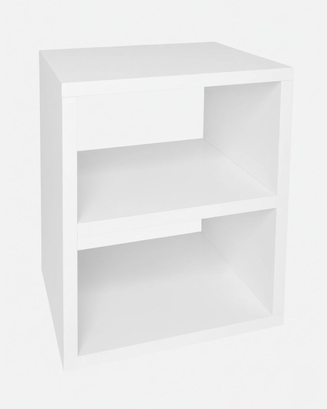 Mesita de noche de madera blanca maciza artesanal con estantes, mesilla nórdica minimalista para dormitorio