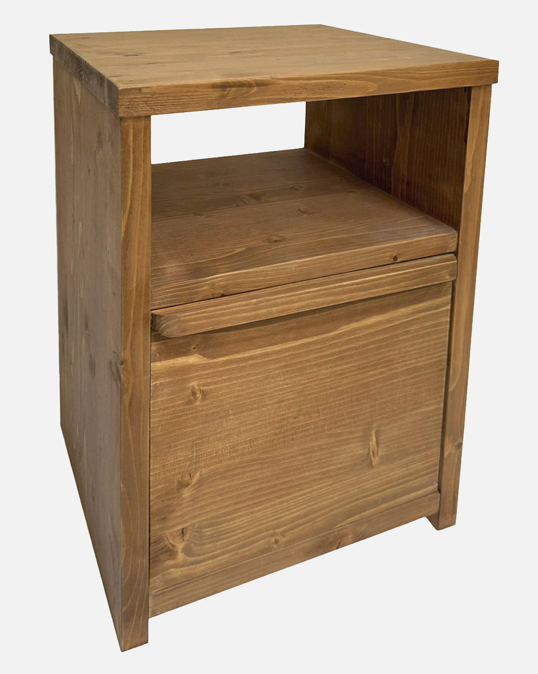 Mesita de noche de madera maciza roble artesanal con cajón, mesilla elegante rústica para dormitorio