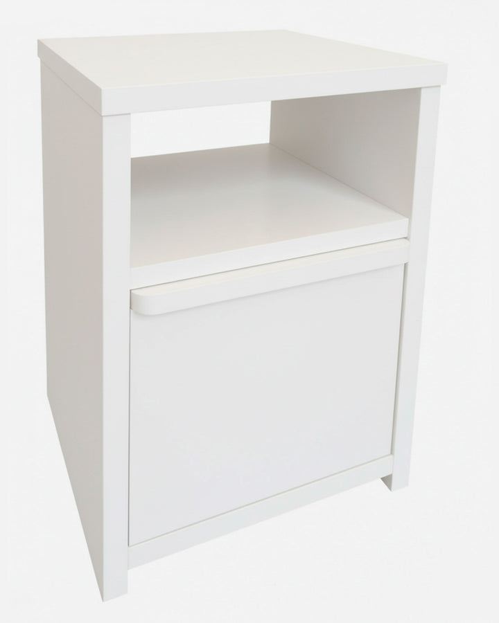 Mesita de noche de madera maciza artesanal con cajón, mesilla natural dormitorio vintage rústico bedside