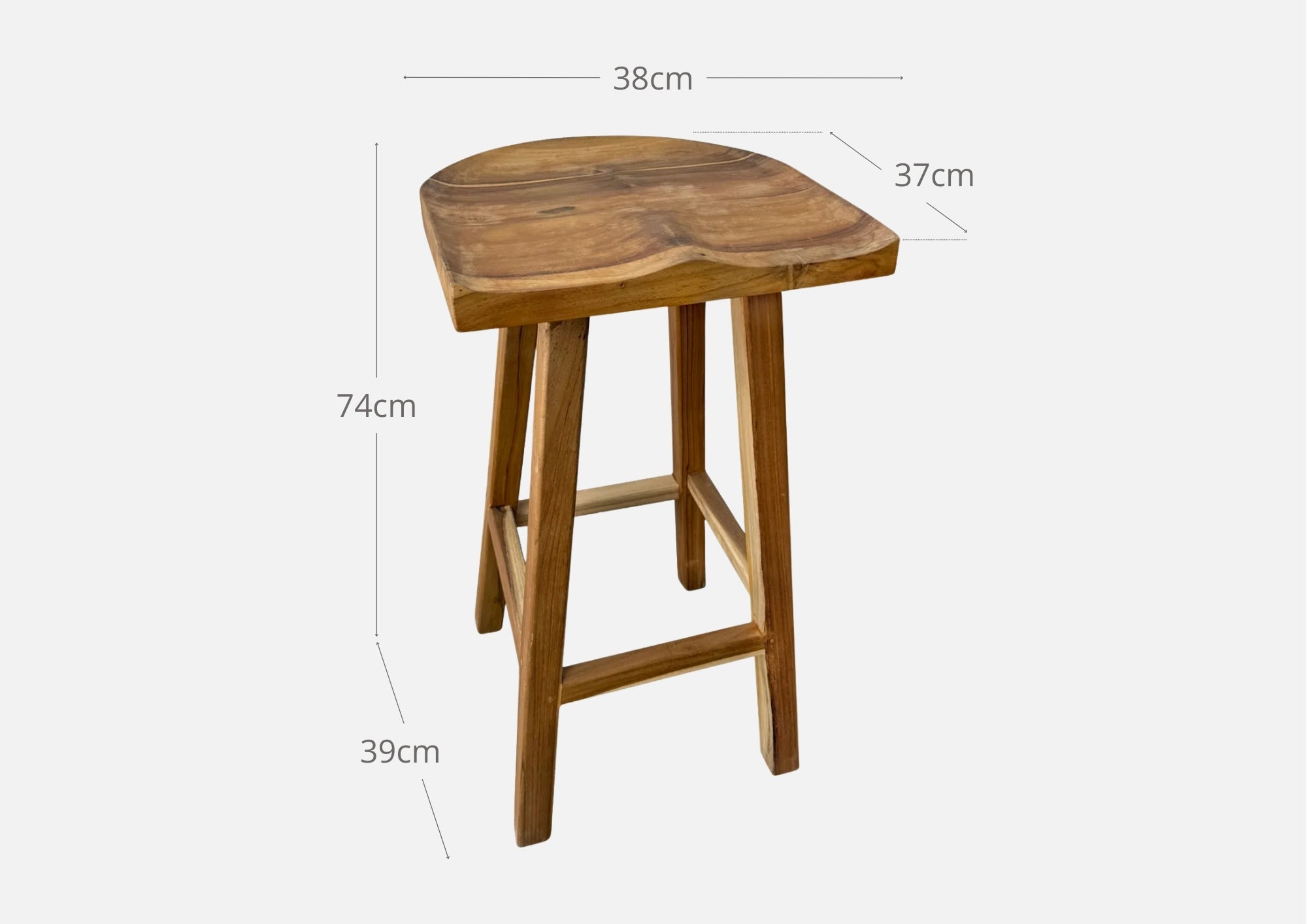 High teak wood bar stool (72 cm) - Nusa bar stool - NATYAL